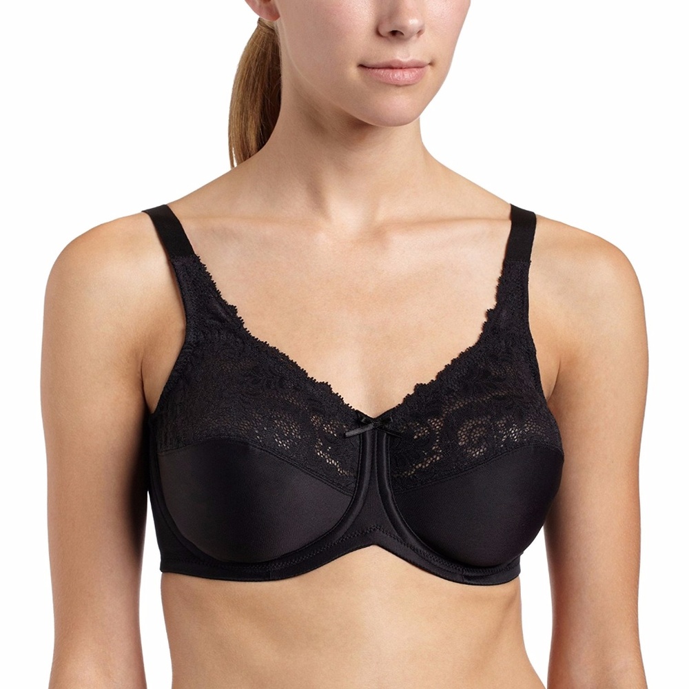 NWT Lilyette 9064 Comfort Lace Minimizer Bra Black