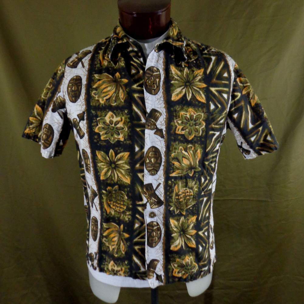 *sold*Vintage Ui-MaiKai Trbal Print Hawaiian Shirt