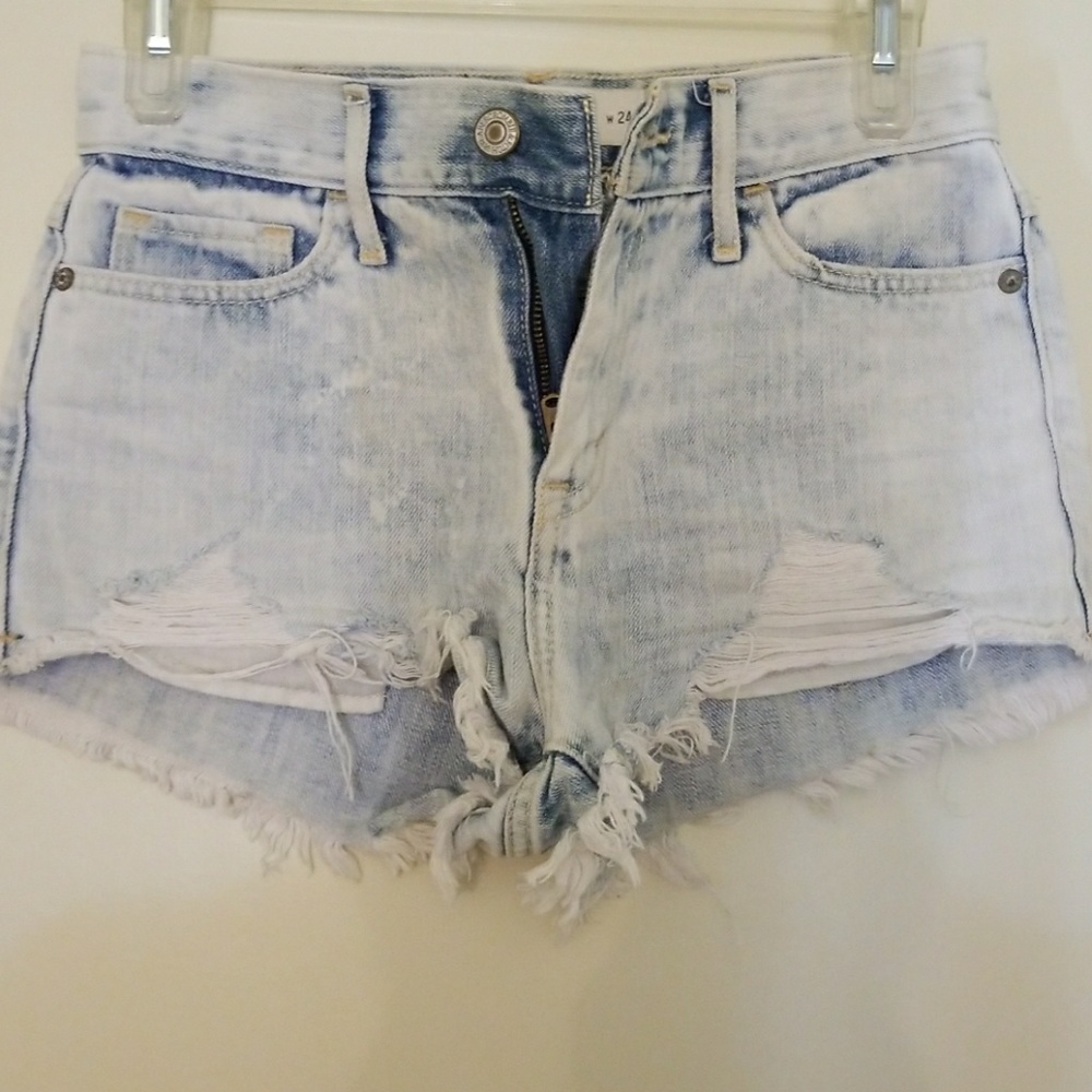 Acid wash denim shorts