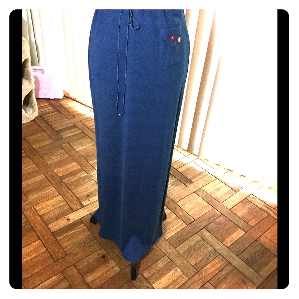 Blue knit Carole Little long skirt