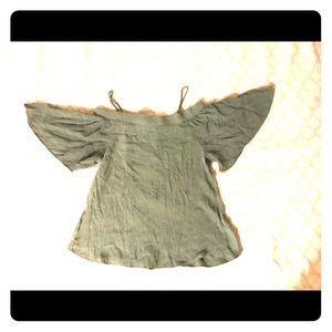 NWOT Sage Green Off the Shoulder Top
