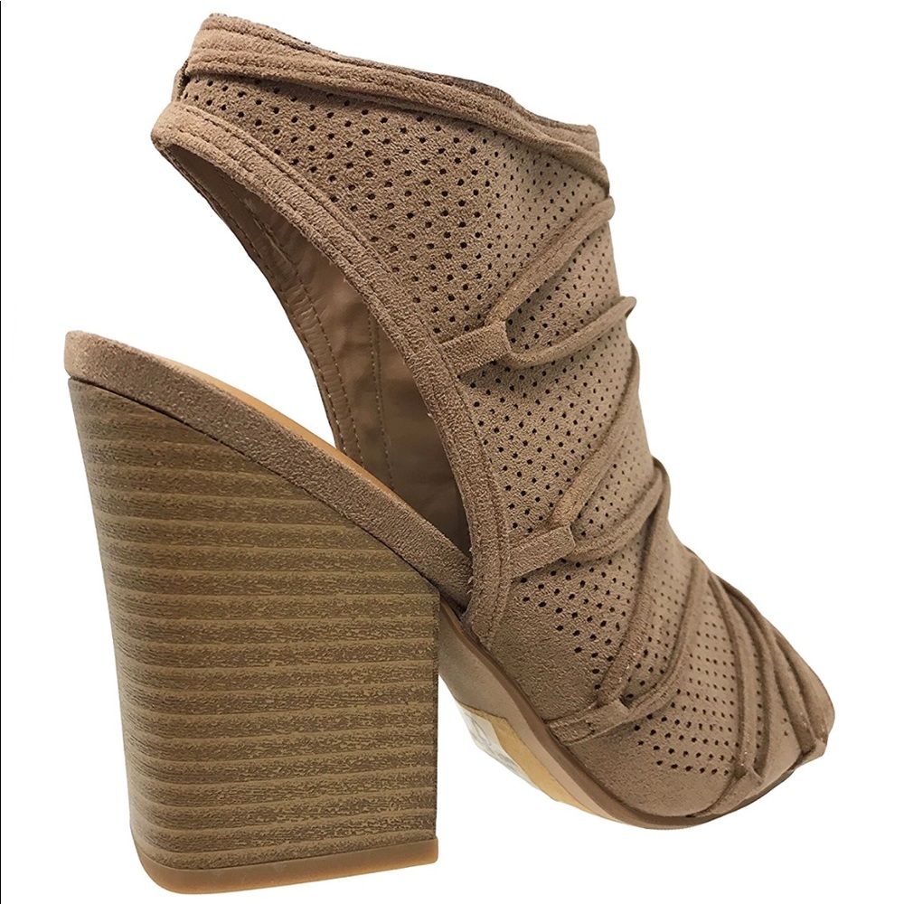 Tan Slingback Peep Toe Shootie - Picture 7 of 8