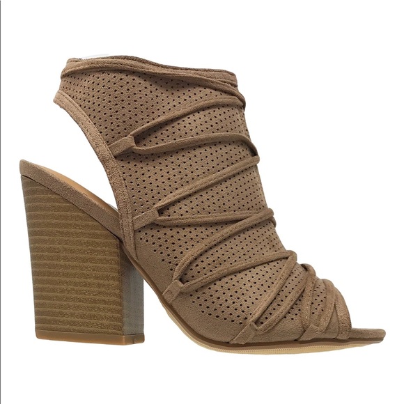 Tan Slingback Peep Toe Shootie - Picture 6 of 8