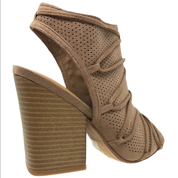 Tan Slingback Peep Toe Shootie - Picture 7 of 8