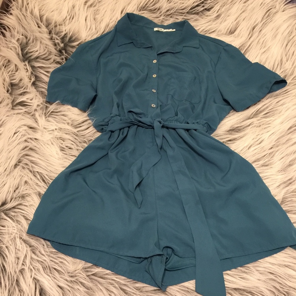 UO Kimchi Blue Belted Collar Romper