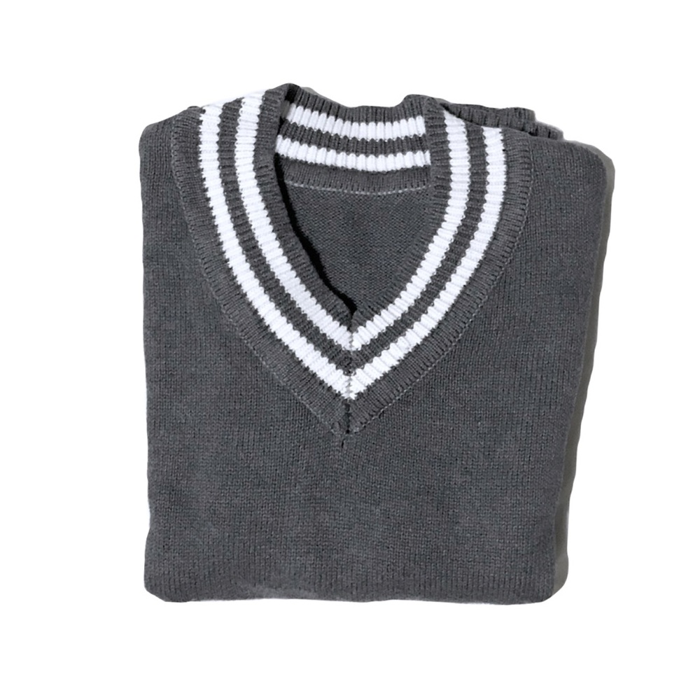 Vintage Gray/White Striped Sweater Unisex - Picture 2 of 5