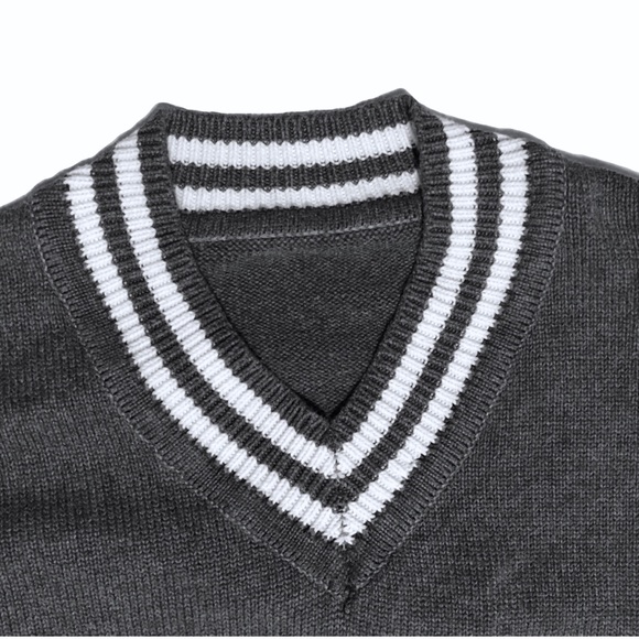 Vintage Gray/White Striped Sweater Unisex - Picture 3 of 5