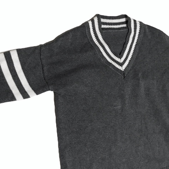 Vintage Gray/White Striped Sweater Unisex - Picture 5 of 5