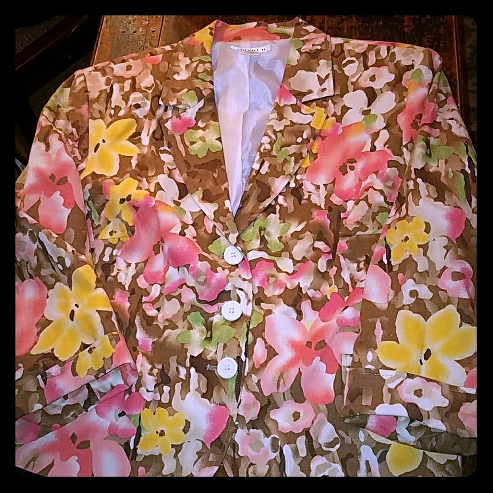 Floral lined blazer jacket