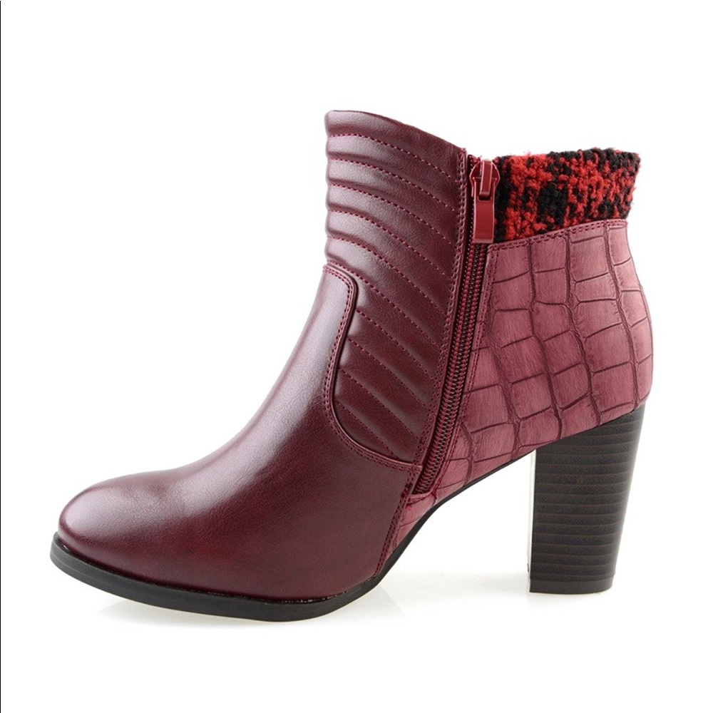 NIB Burnished Burgundy Flannel Ankle Boot - Picture 5 of 8