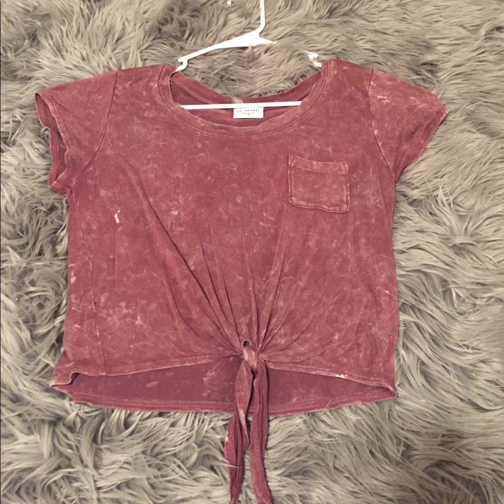 Maroon acid wash crop top