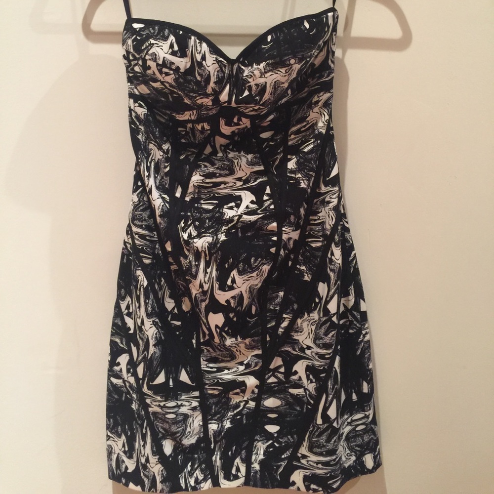 Erik Hart Factory black and white strapless dress