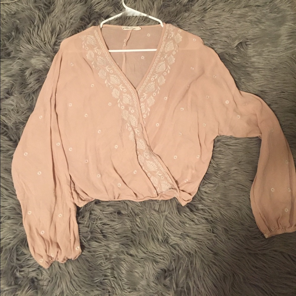 Flowy pink floral shirt