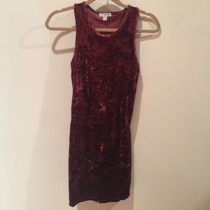 Burgundy crushed velvet racetrack dress