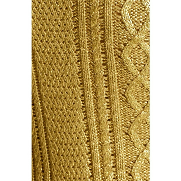 New! MICHAEL KORS Gold Cable Knit Sweater Dress - Picture 4 of 7