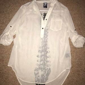 Spine Vertebrae Sheer 3/4 Length Blouse
