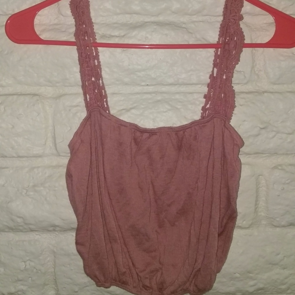 PacSun Lace Stap Crop Top in Pink