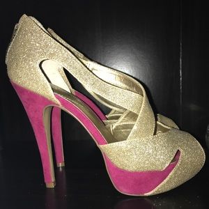 Pink and Gold Guess Heels