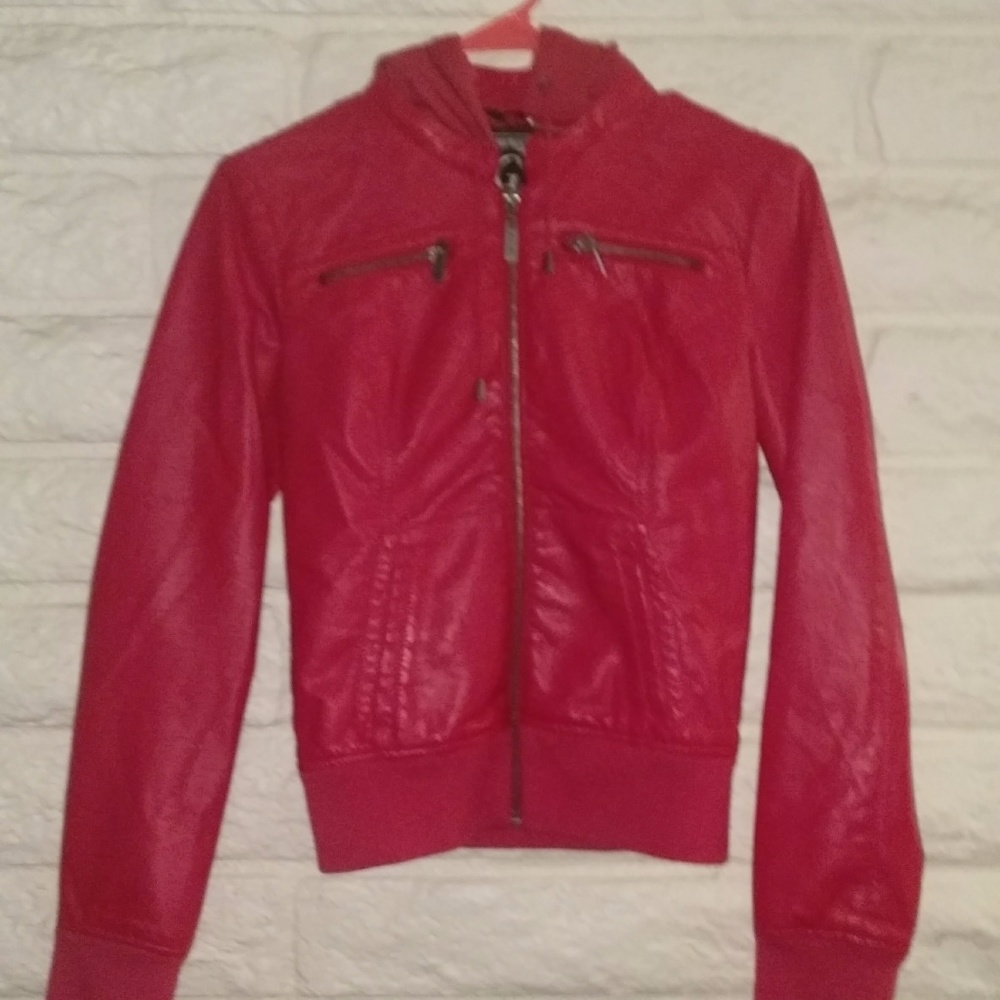 Guess Leather Jacket in Red