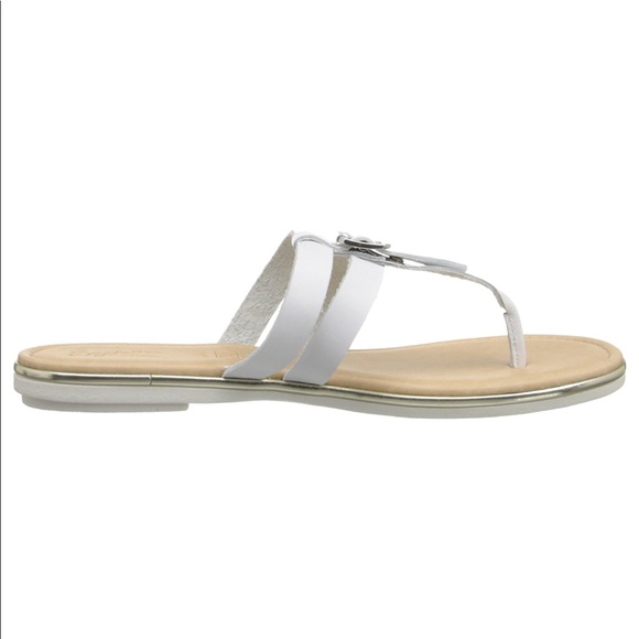White Leather Buckle Slides - Picture 3 of 5