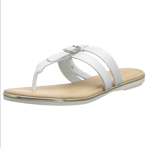 White Leather Buckle Slides - Picture 4 of 5