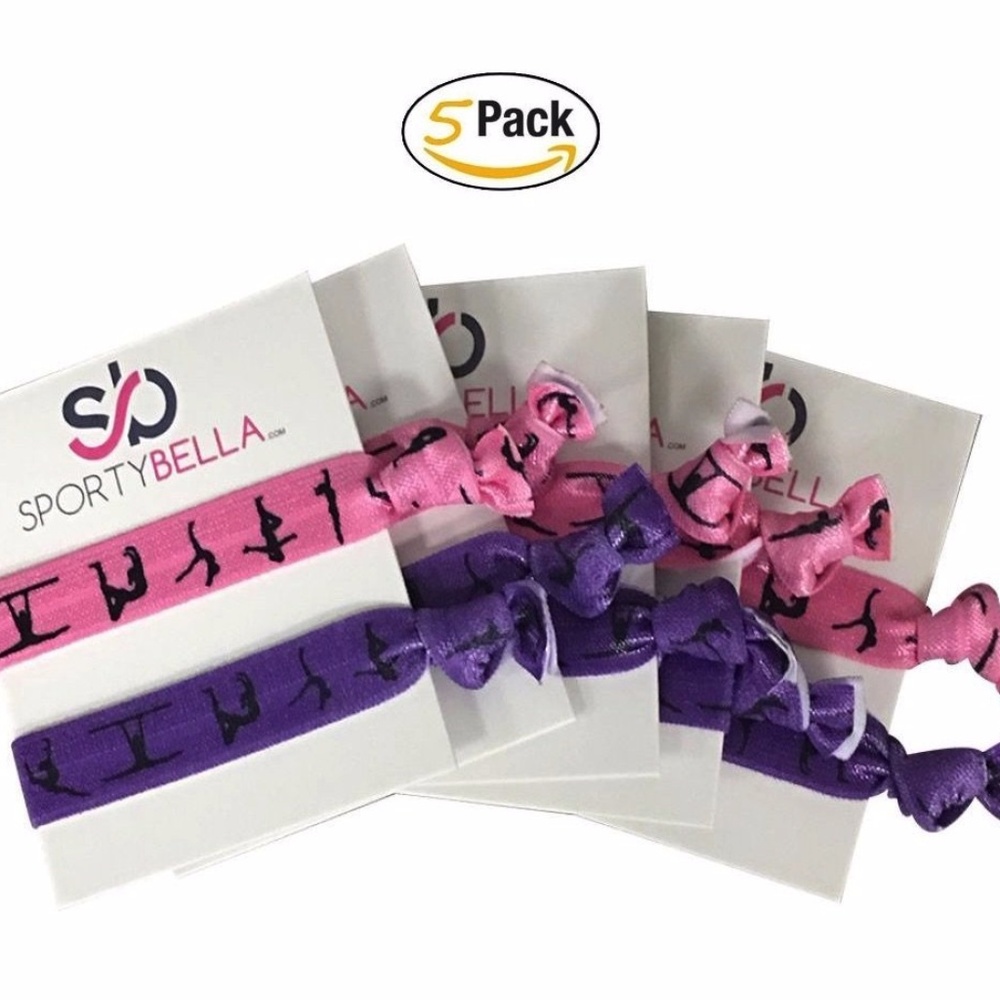 Gymnastics Hair Ties - 5 pack - Purple Pink