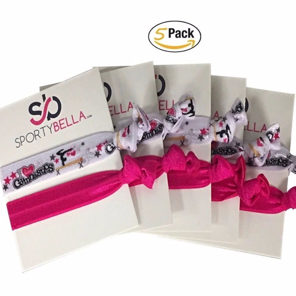Gymnastics Hair Ties - 5 pack - Pink White