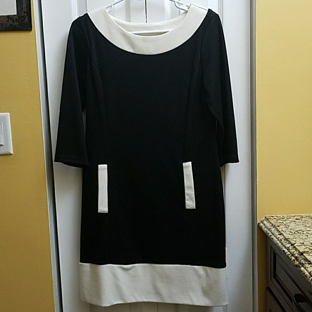 black n off white dress