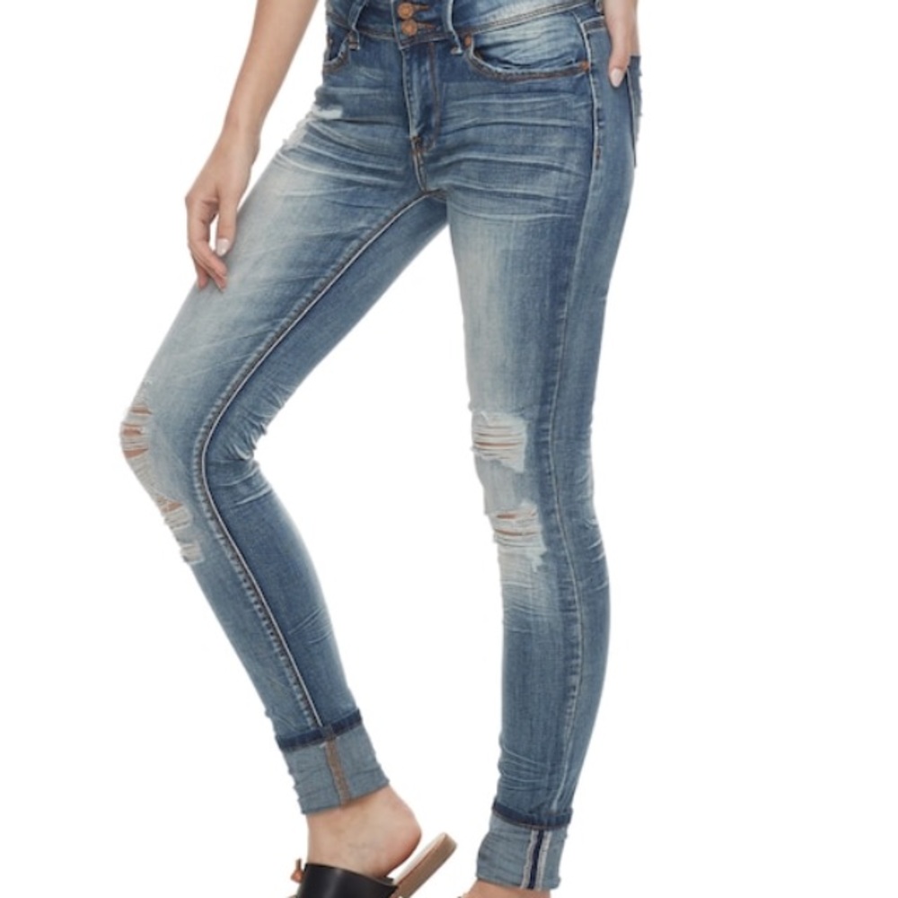 Indigo Rein Ripped Ankle Jeans