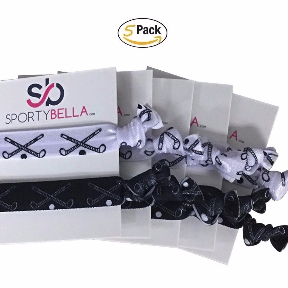 Field Hockey Hair Ties - 5 pack - Black White - Picture 2 of 3