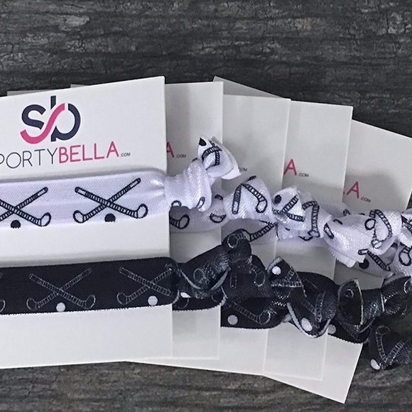 Field Hockey Hair Ties - 5 pack - Black White - Picture 3 of 3