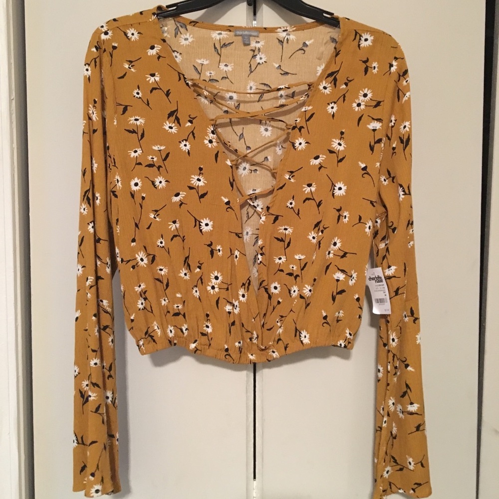 Floral bell sleeve blouse by Charlotte Russe!