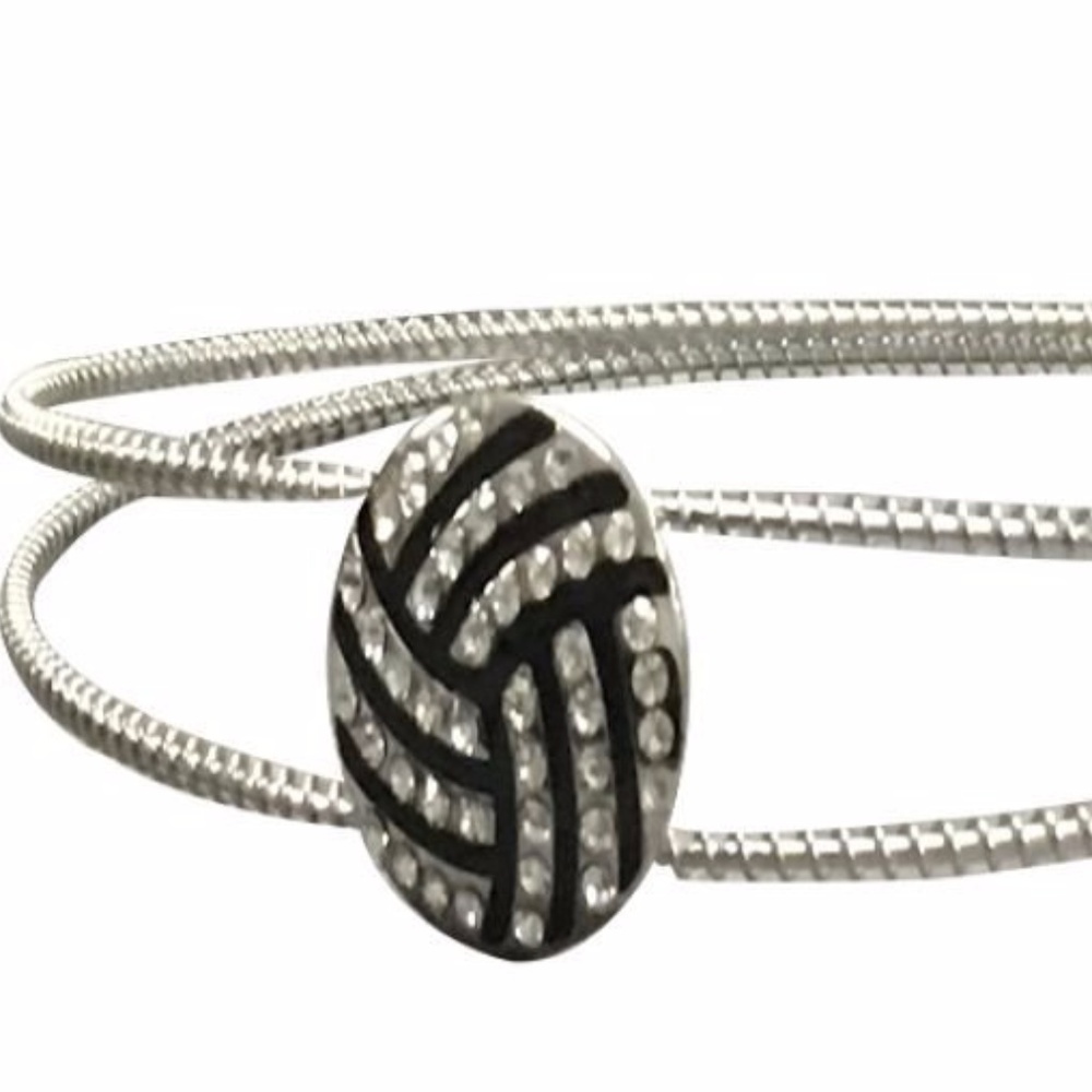 Volleyball Rhinestone Headband - Silver