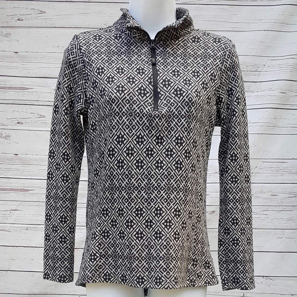 Eddie Bauer Tops - Eddie Bauer half zip black gray geometric pullover