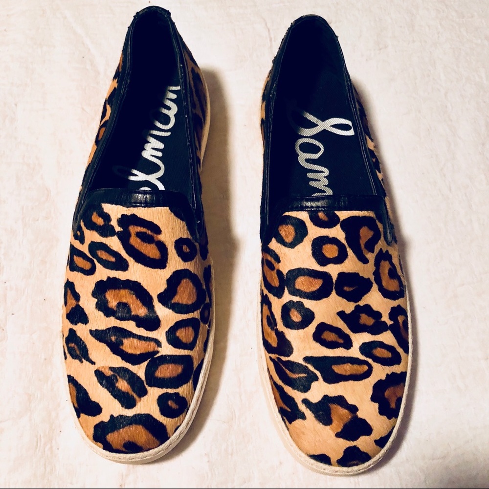 San Edelman Becker leopard print slip ons