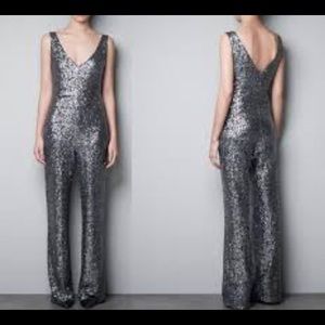 Zara Silver Sequin Jumpsuit