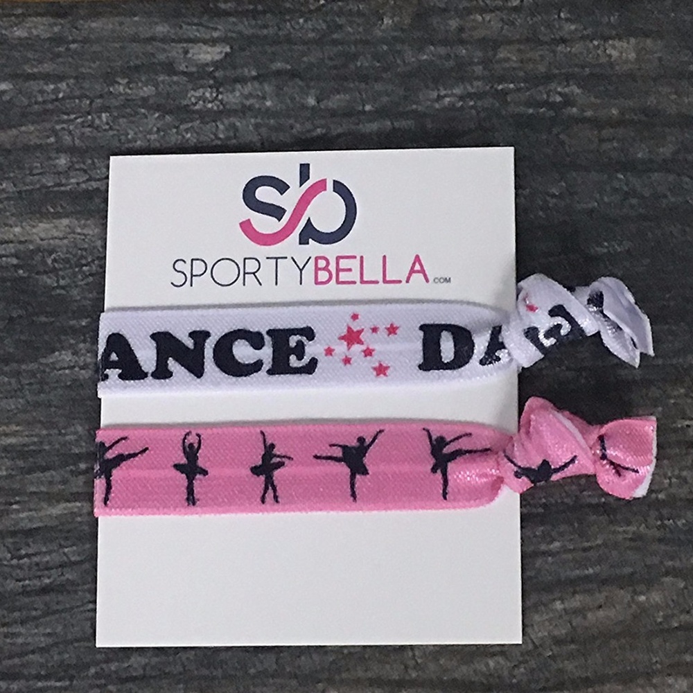 Dance Hair Ties - 5 pack - Pink White