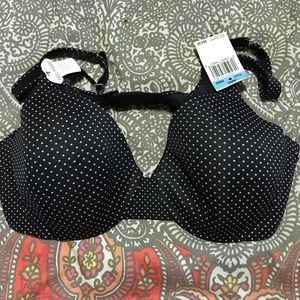 Hanes NWT BLACK POLKA DOTS 40C bra