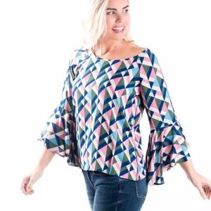 Flared Sleeve Top - Maze Print ❤️