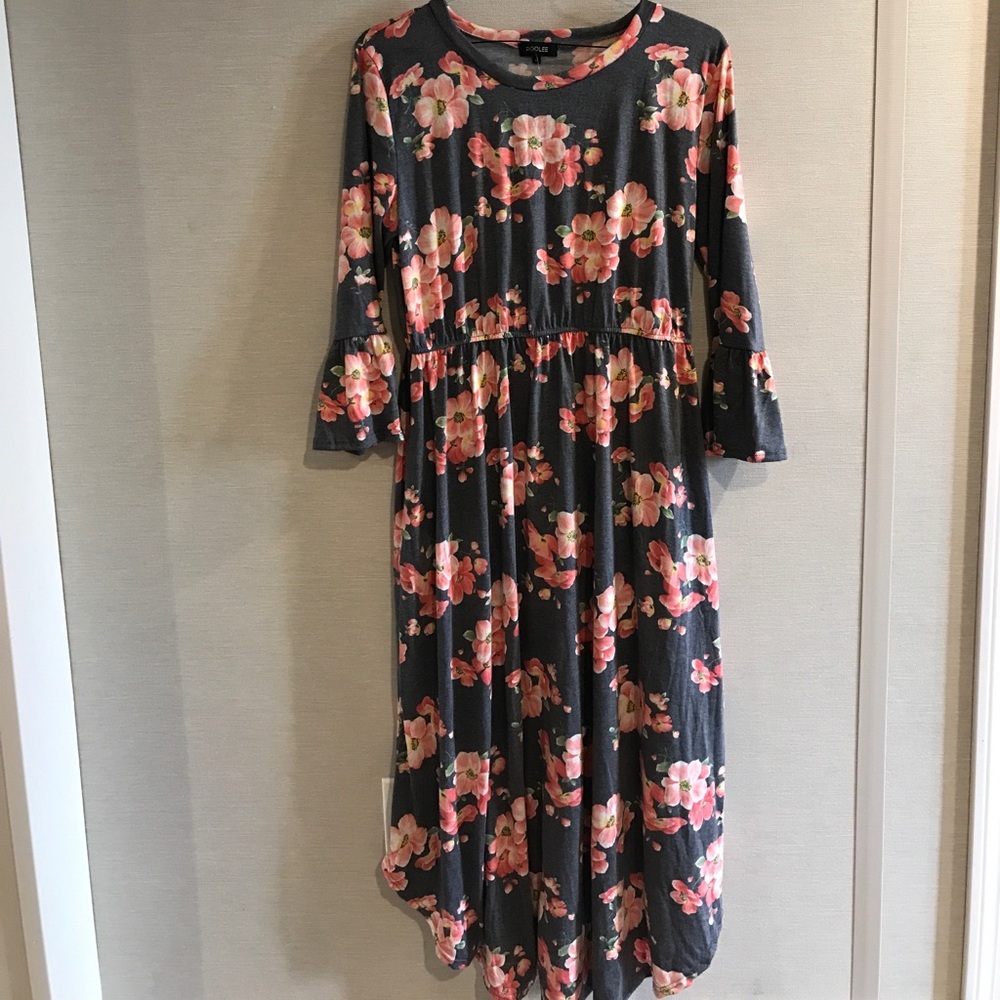 Floral midi dress, with pockets