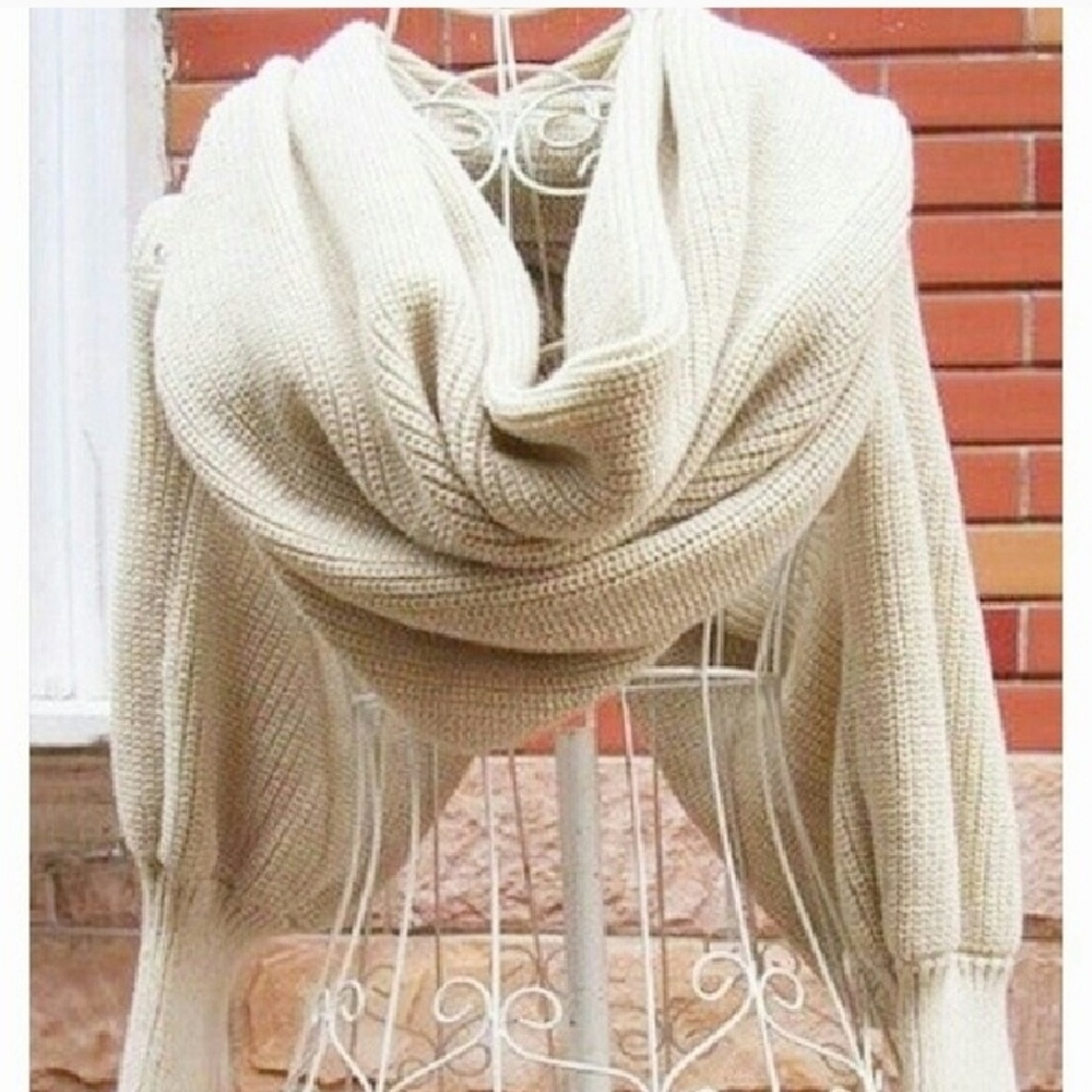 Beautiful Wrap Scarf Sweater (Gray) - Picture 1 of 3