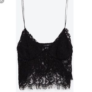 Zara Guipure Black Lace Top