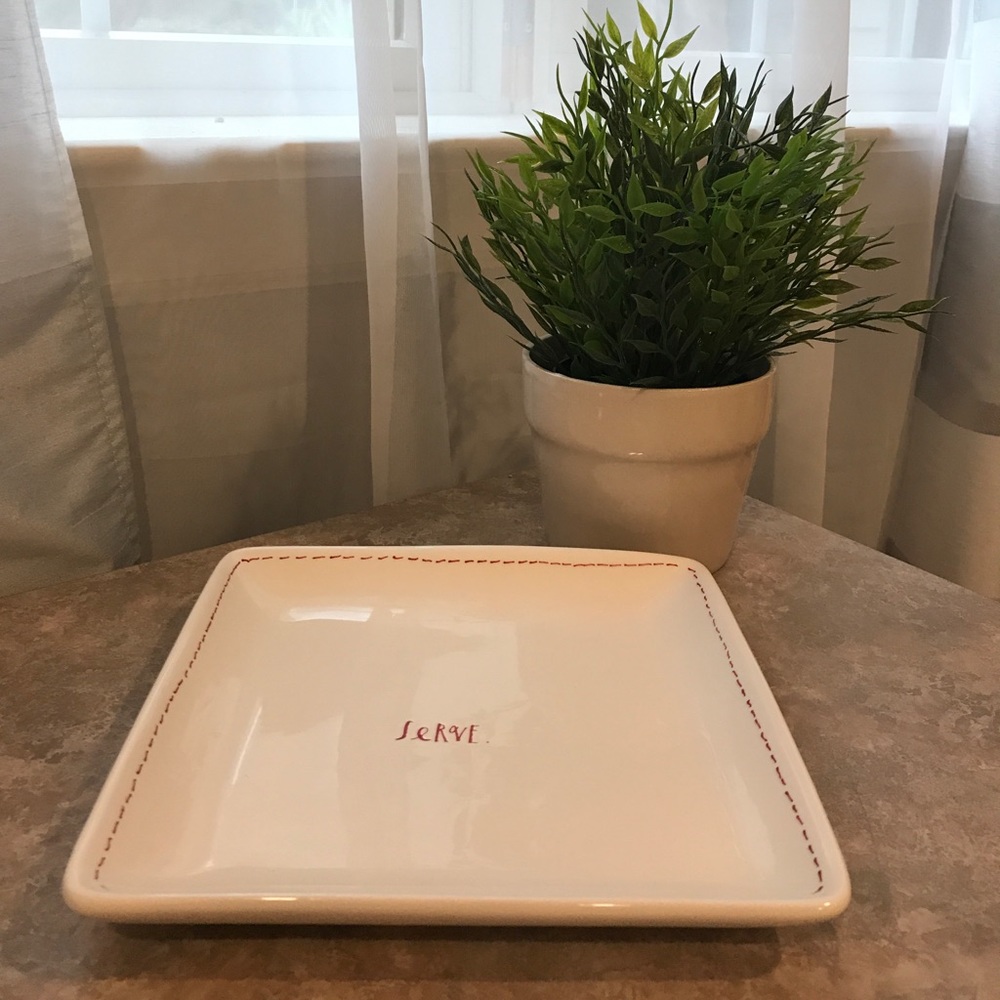 Rae Dunn Christmas "Serve" square plate