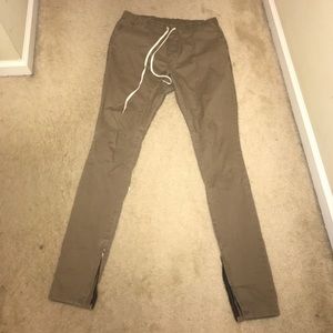 Skinny zip drop crotch khaki joggers