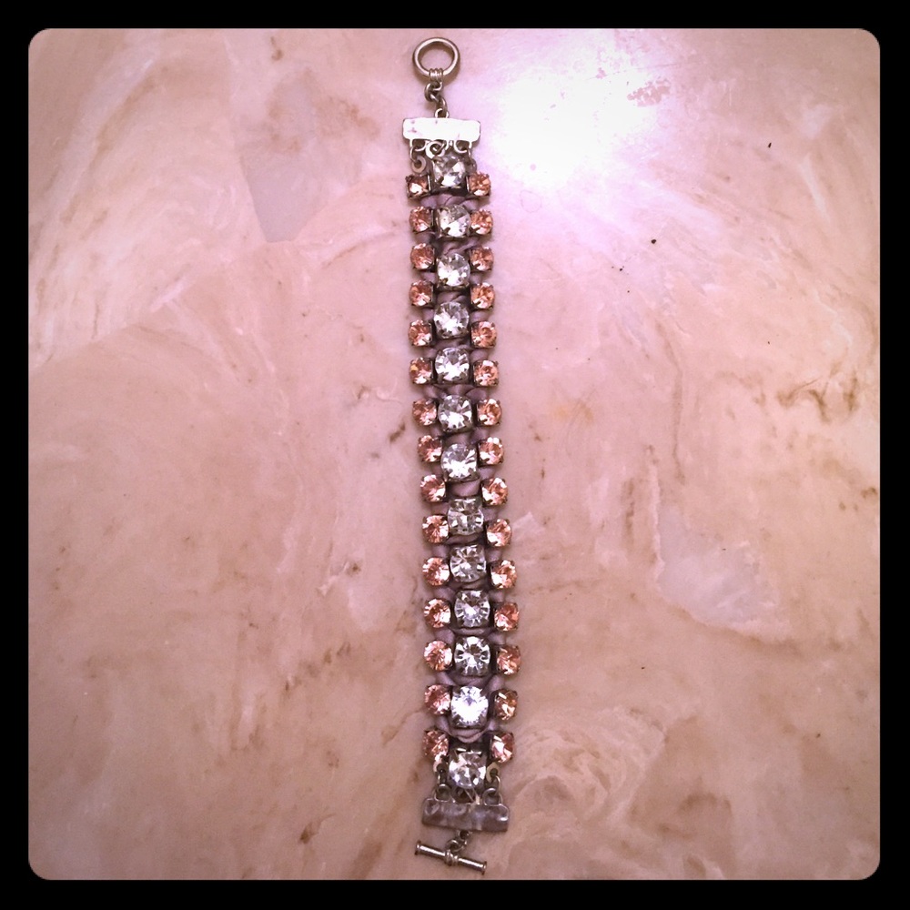 Crystal and ribbon bracelet