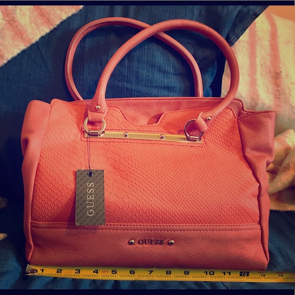 New! GUESS Women's Addy Tote Coral - Picture 2 of 8