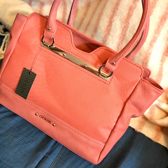 New! GUESS Women's Addy Tote Coral - Picture 3 of 8