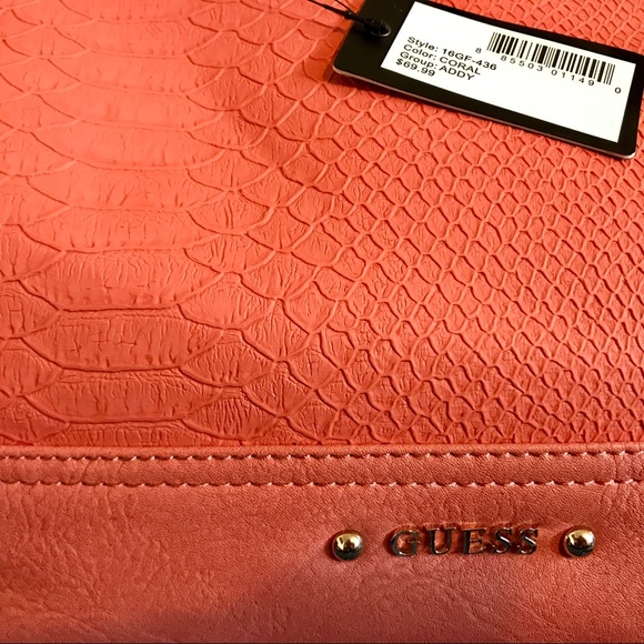 New! GUESS Women's Addy Tote Coral - Picture 5 of 8