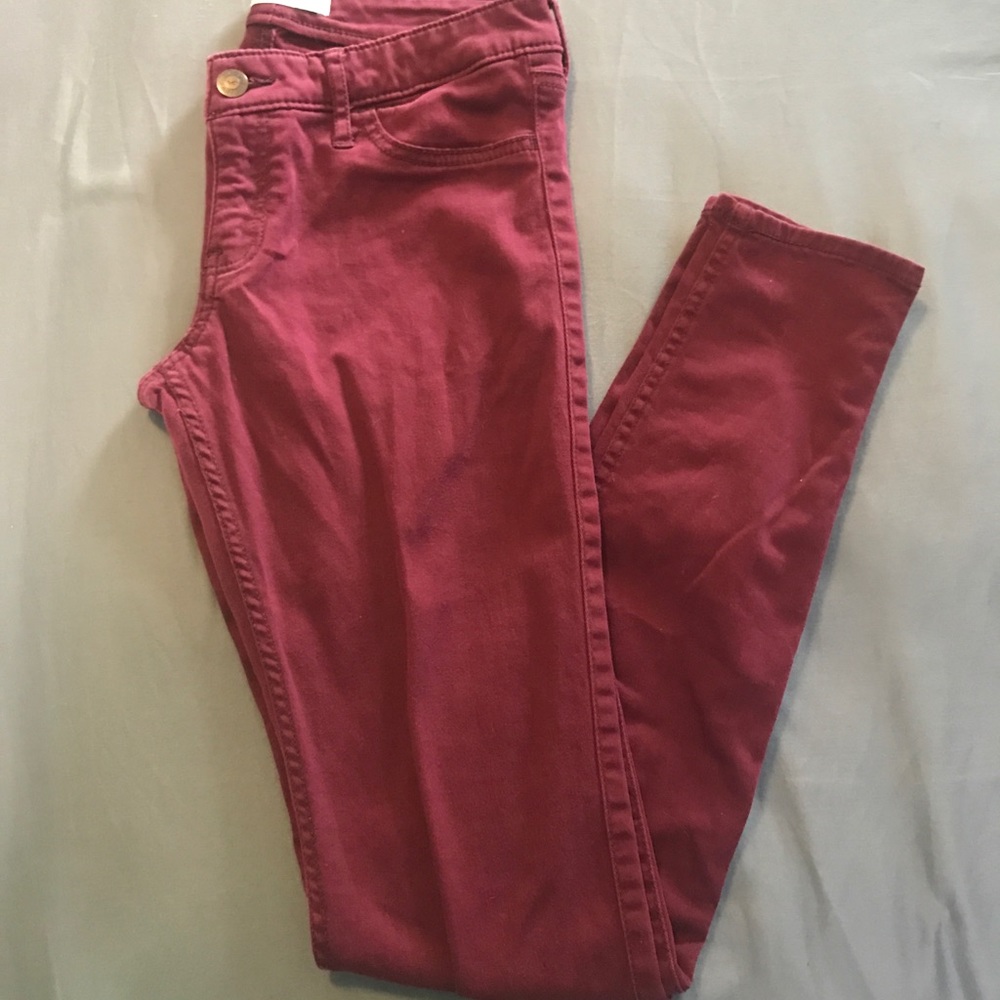 Deep Red Hollister Skinny Jeans