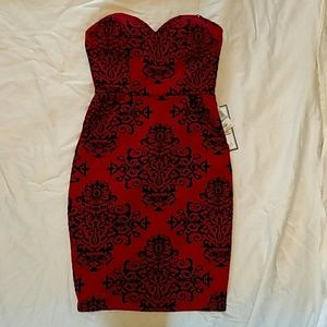B. Darlin Red and Black Strapless Dress